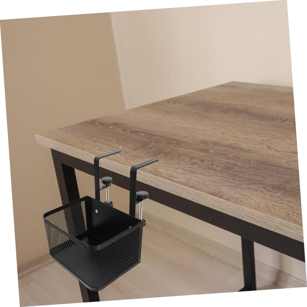 Housoutil Mesh Desk Easy Installation and Desk Storage Basket for Remote and Cable Small Office Storage Rack Clamp-on Tray, Damage-Free Storage,