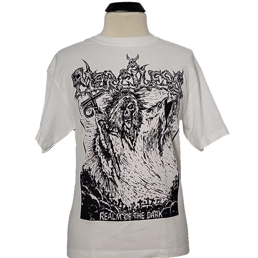MERCILESS Realm Of The Dark 2XL T-Shirt White Mens Band Logo Unisex T-Shirt XXXL
