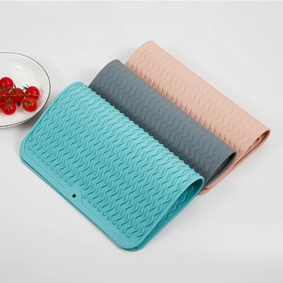 Silicone Dish Cup Drying Mat Anti-slip Sink Countertop Drain Pad Organizer Kitchenware Storage Protective Mat Kitchen Supplies