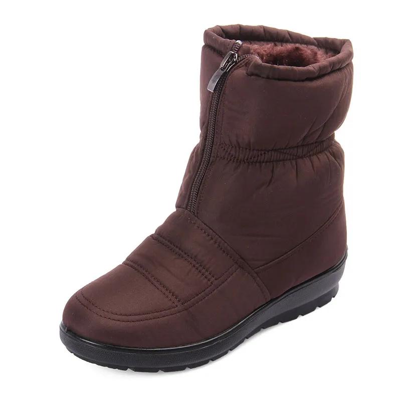 New Winter Shoes Women Snow Boots Flat Non-slip Waterproof Women Ankle Boots Warm Plush Big Size 42 Black Red Blue DX221