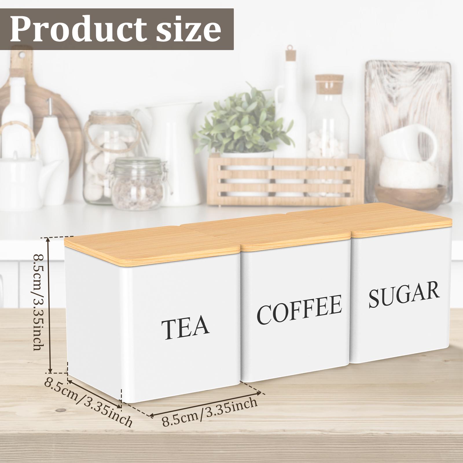 

3PCS Tea Sugar Coffee Canister Set with Bamboo Lids Large Capacity Tea Sugar Coffee Container Set Sealed Tea Sugar Coffee Jar XL білий
