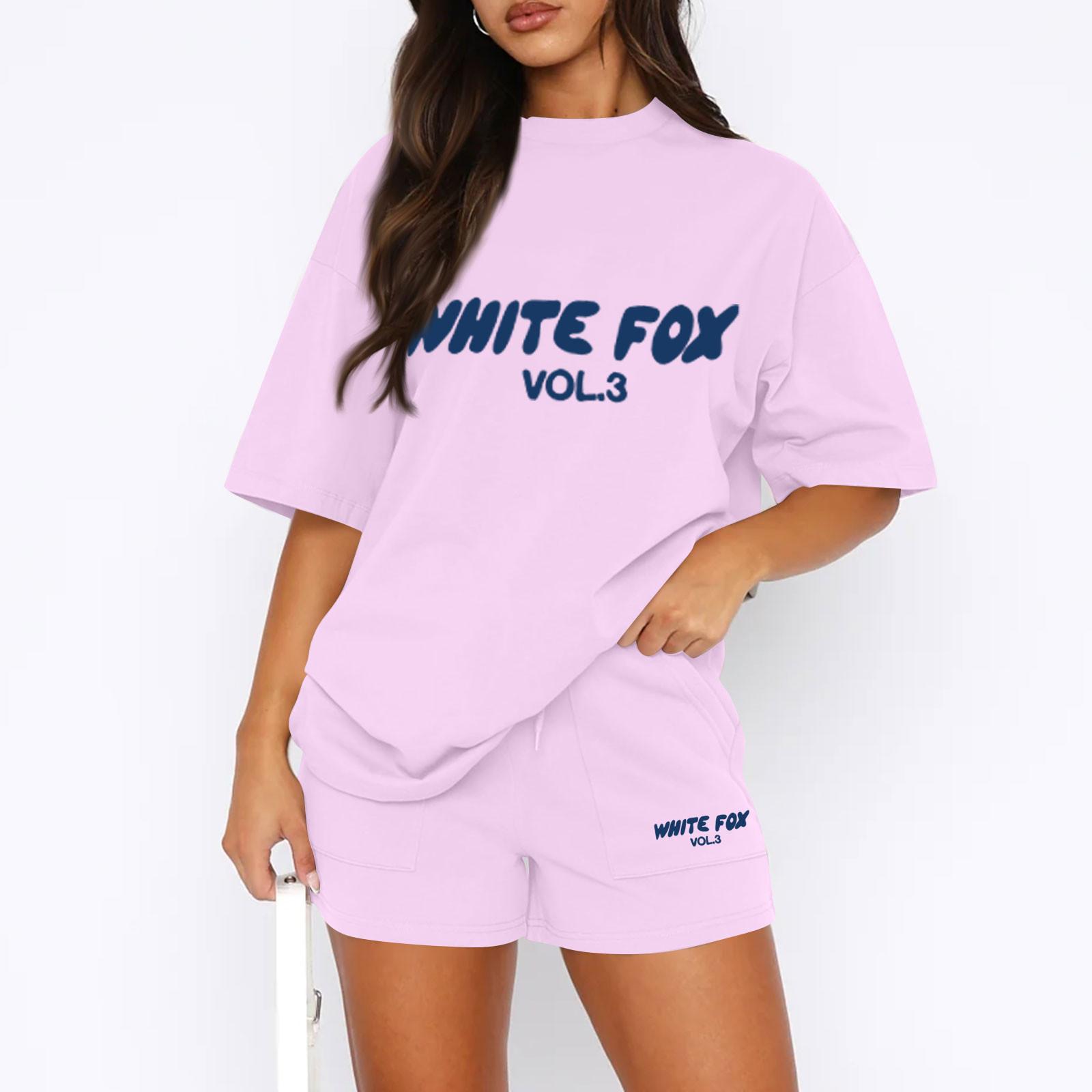 

Женские повседневные свободные футболки с принтом и шорты, комплект S розовый