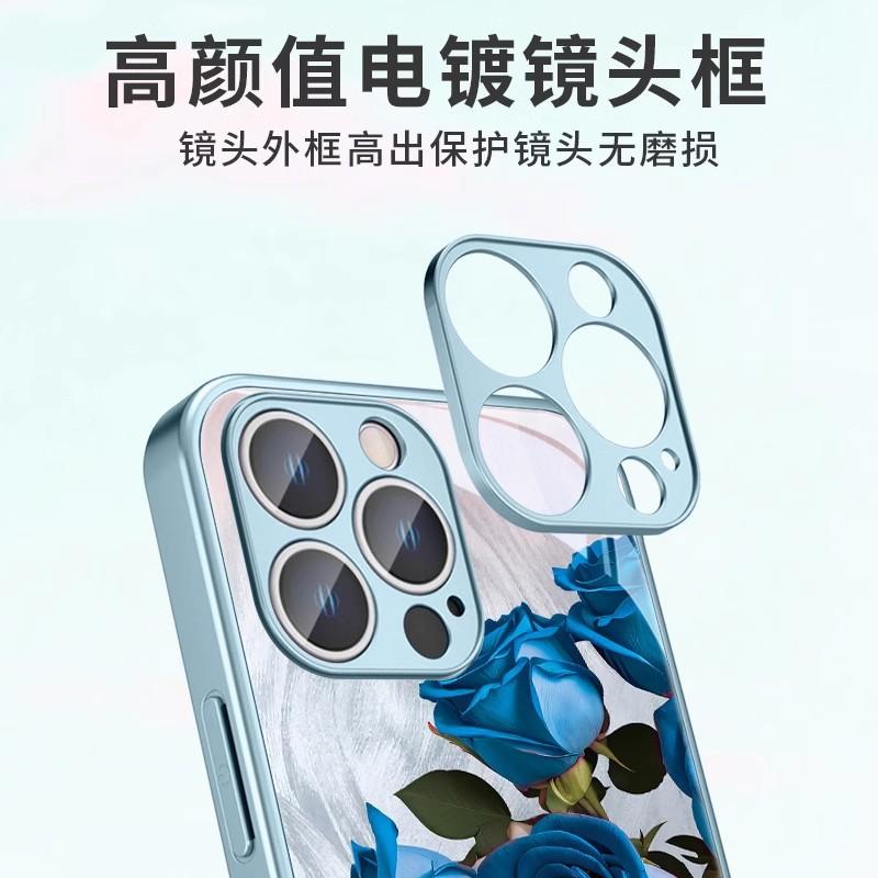 Rose is suitable for iPhone15promax mobile phone case Apple 15 new all-inclusive lens 14 advanced sense 13