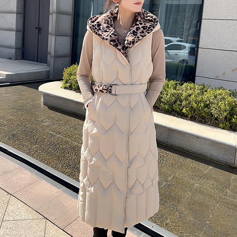 Plus Size Fashion Winter Long Vest Woman Coats Elegant Thick Warm Sleeveless Parka Women's Jackets