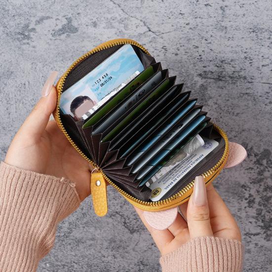 Piggy Coin Wallet Zip Around Purse with Multi Card Slots Accordion Style Coin Purse Card Holder for Girls Travel Dating Shopping