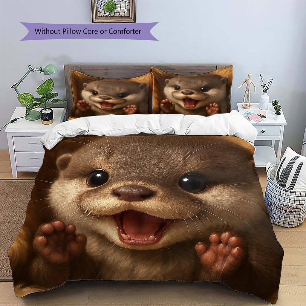 Set cu cuvertură și fețe de pernă cu model de desene animate Decorare casă Cadou de ziua de naștere (1 * husă de pilotă + 2 * fețe de pernă, fără miez)