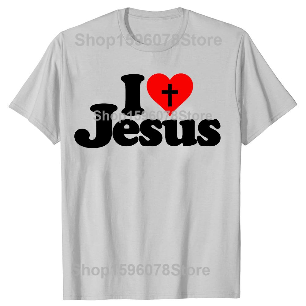 I Love Jesus T Shirt for Men Short Sleeved God Religion T-shirt Church Christian Tshirt Fashion Street Tee Top Gift