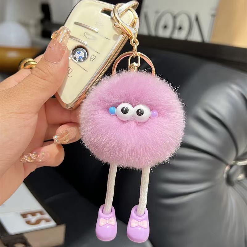 Adorable Faux Mink Rabbit Fur Keychain Pendant – Plush Charm for Bags