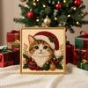 Christmas Gift Ideas for Teens Faux Pearl Art Kit, Xmas Hat Cat Dog Painting DIY Set 3D Puppy Bead Craft Kit Adults, Festive Home Wall Decor Relaxing