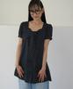 Ronron Ribbon Bow Half Sleeve Dress Navy Dot