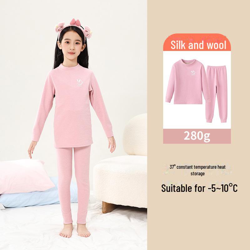 

Детская осенне-зимняя нижняя одежда: Теплый базовый пижамный комплект для детей - бесшовная домашняя одежда, включающая верх и низ Size 100 (Height ~90cm)