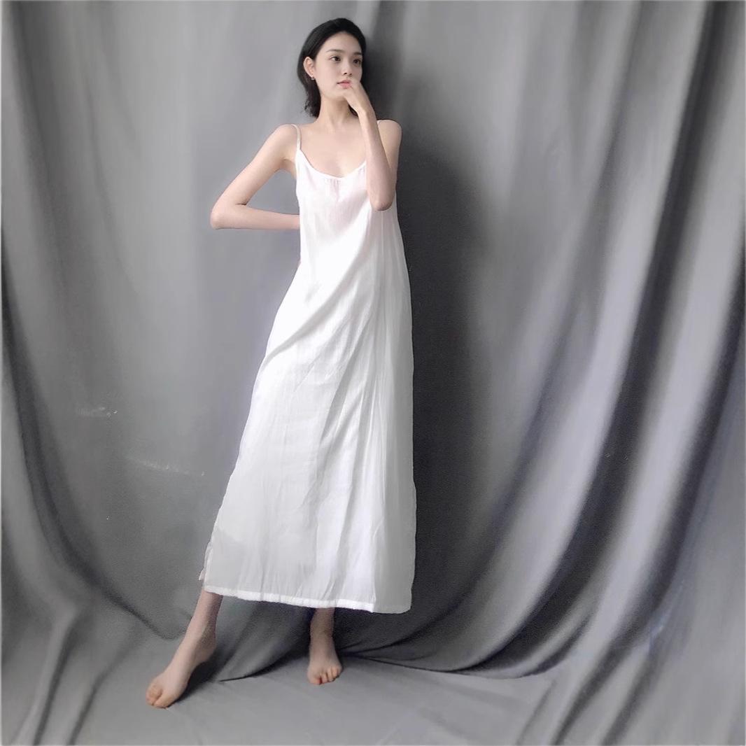 

2025 Summer Copper Ammonia Silk Spaghetti Strap Loose Long Tank Dress L