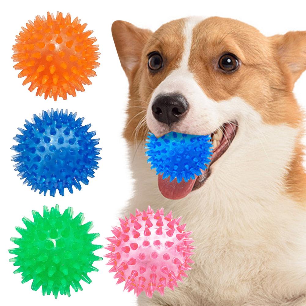 Pet Dog Toys Cat Puppy Sounding Toy Polka Squeaky Tooth Cleaning Ball TPR Training Pet Teeth Chewing Toy Thorn Balls Accessories