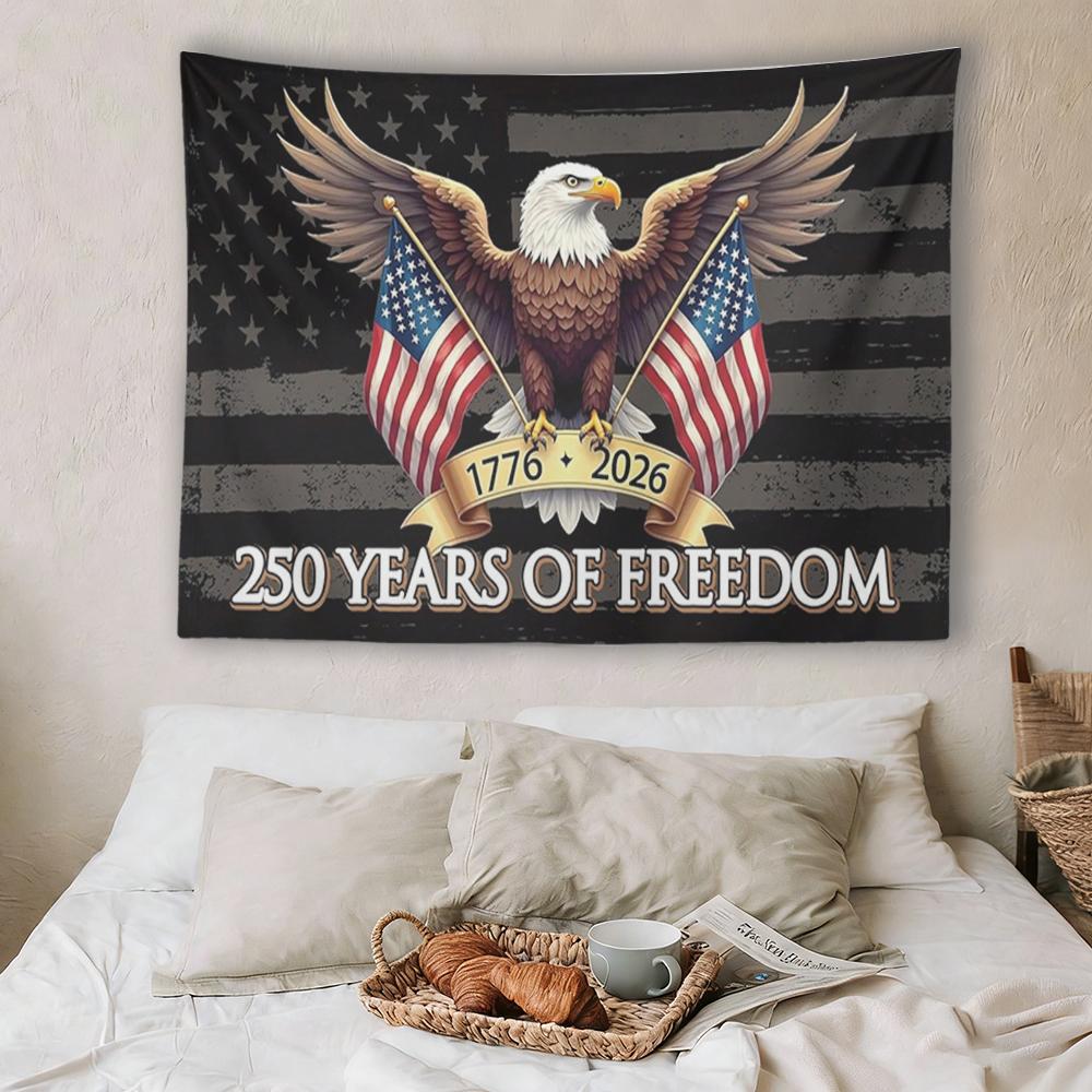 250th Anniversary Freedom Memorial American Flag 17762026 USA Bicentennial Patriotic Eagle Banner Flat Print Patriotic Wall