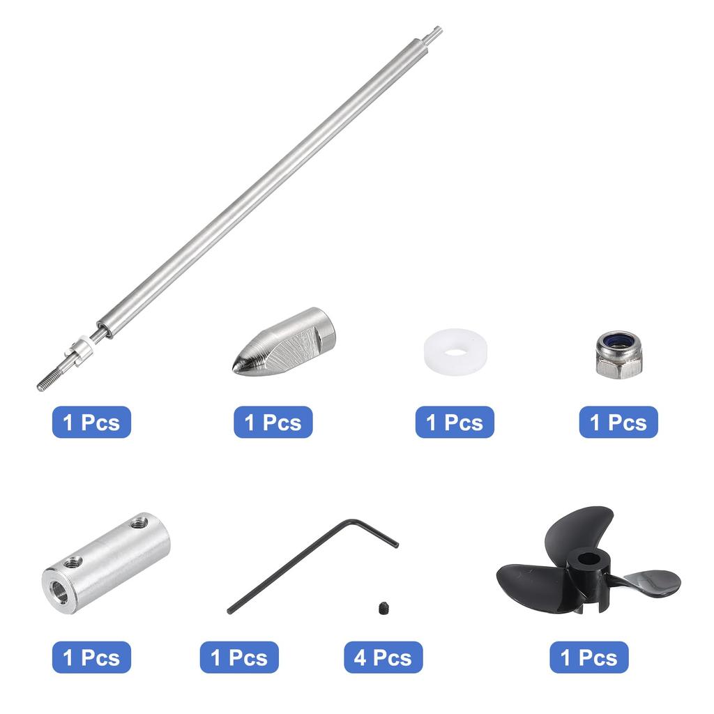 uxcell RC Boat Drive Shaft W Propeller and Coupling Joint Assembly Kit, 300mm Shaft, 25mm Sleeve, 36mm Three-Propeller, 5mm Motor Shaft