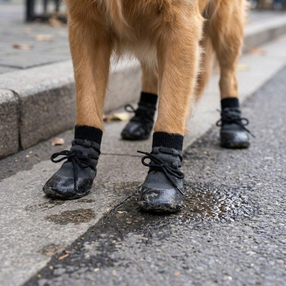 4PCS Adjustable Straps Dog Paw Protection Waterproof Elastic Dog Booties All Seasons