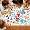 Zyloon Hello Baby Giant Coloring Poster Painting Tablecover 30" X 72" Inch Jumbo Coloring Poster for Welcome Baby Party Art DIY Drawing for Gender