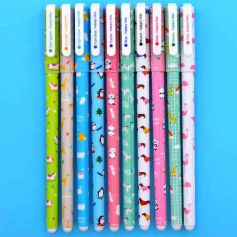 10 Pcs/Kit Adorable Color Pen Flower Animal Starry Star Sweet Flora Colored Gel Pen 05mm Pens for School Kawaii Korean Stationary