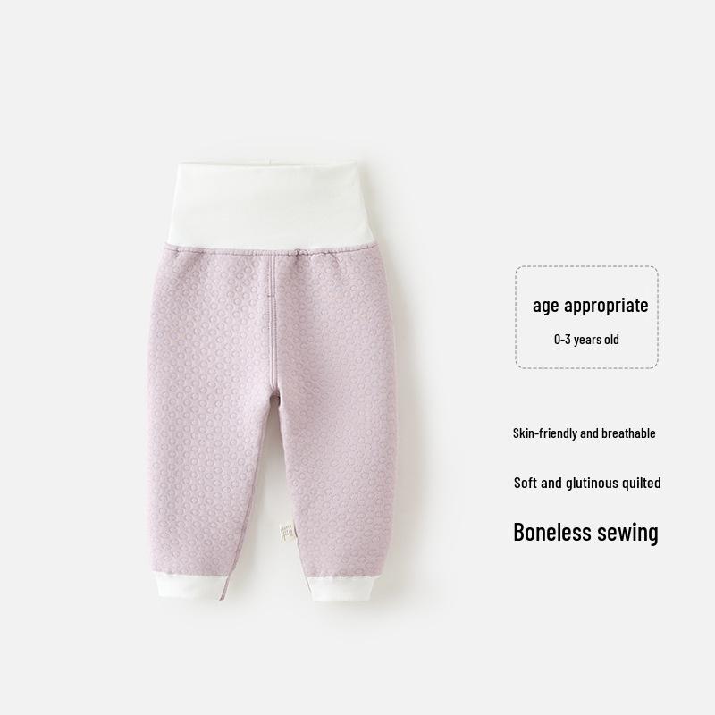 

Детские теплые стеганые брюки с высокой талией - Хлопковые однотонные для новорожденных осень/зима 110 cm