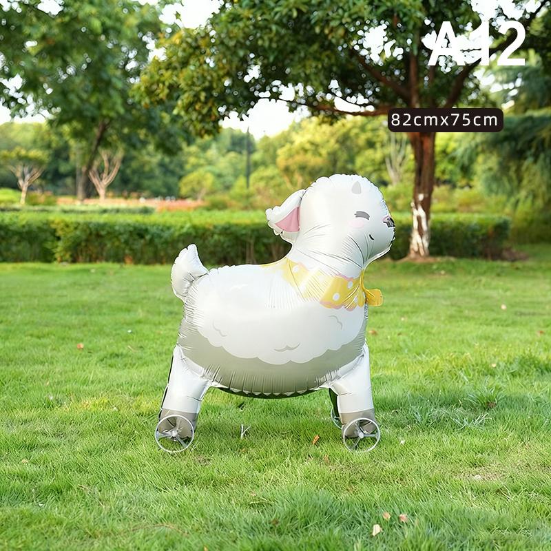 4D Cartoon Foil Balloons Elephant Stand Walking Balloon With Wheel For Kids Birthday Party Decoration Baby Shower