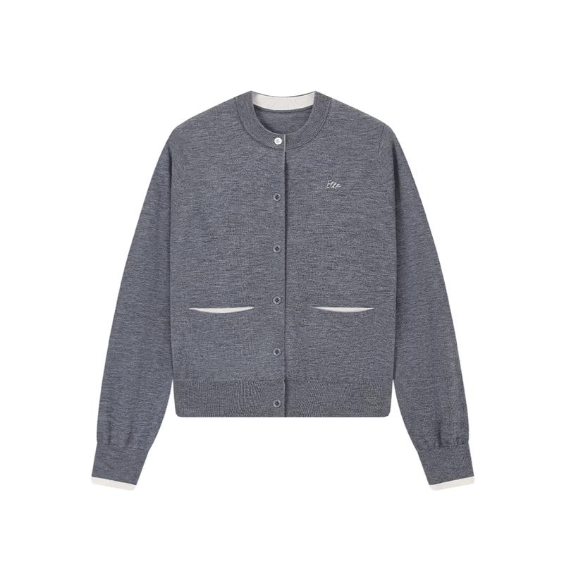 ELLE KIDS Girls Retro Color-block Knit Cardigan 160