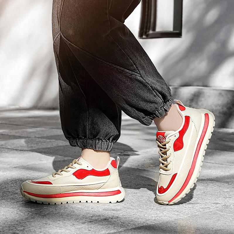 PARZIVAL Men Sneakers Casual Shoes Fashion Outdoor Sports Shoes Runner Tenis Trainer Leather Running Shoes