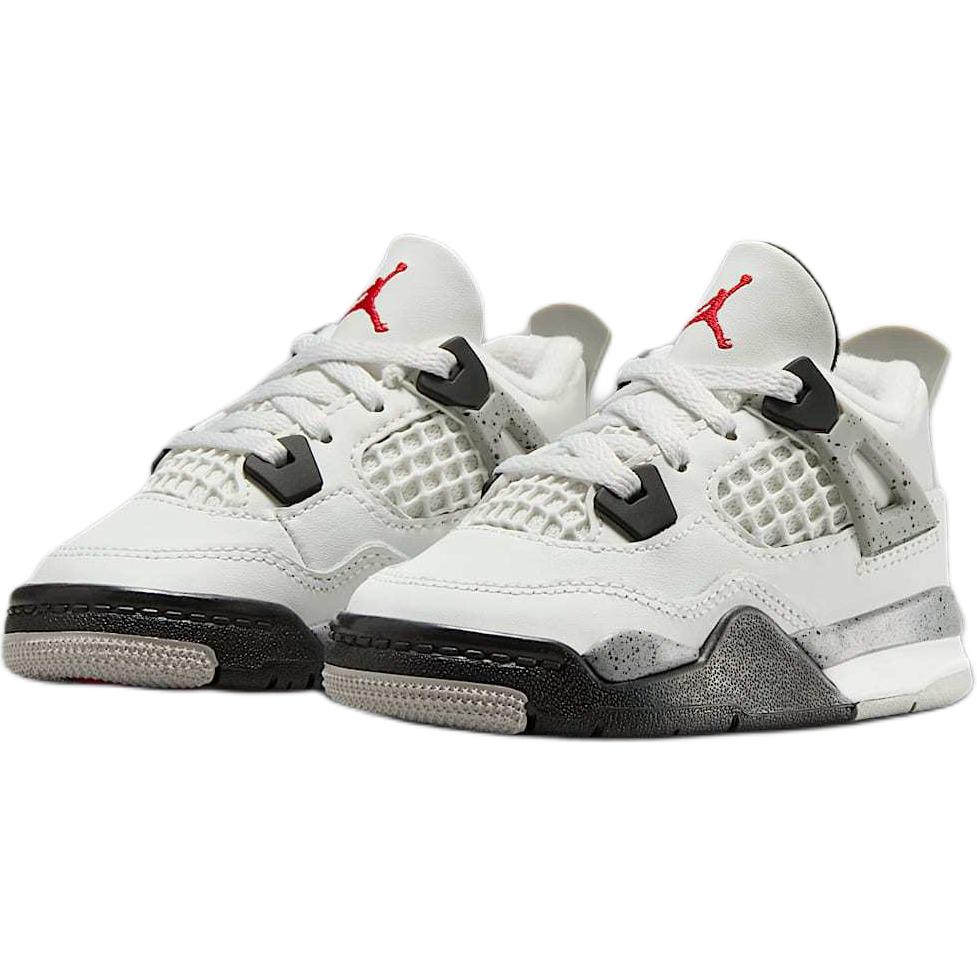 New Jordan Air Jordan 4 Anti Slip Wear Resistant Mid Top Toddler Shoes White Black Infant And Toddler IB4387-100