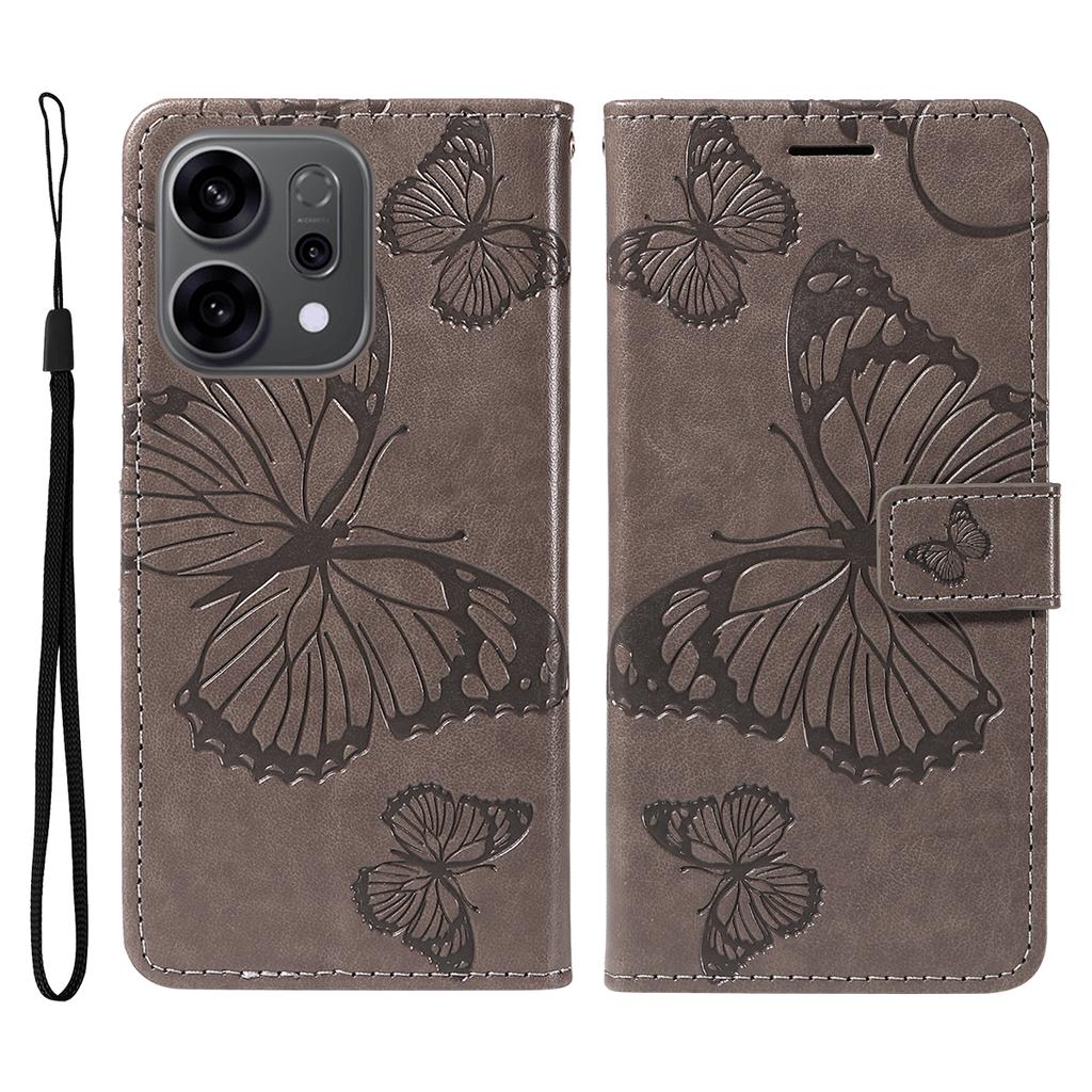 For Oppo Reno14 5G (China)/Oppo Reno14 F 5G/Oppo Reno14 5G (Global) Wallet Case Floral Butterfly Imprinted Leather Phone Cover Stand