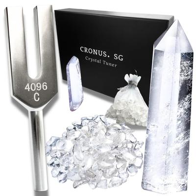 CRON Teller Tuning Fork Crystal Natural Includes Video Explanation by the Oracle Fortune Certified In [Fortune Supervised] Tuner, 4096hz, Quartz,