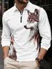 Wolf Moon 3D printed long-sleeved polo shirt Casual T-shirt