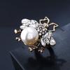 Women's Adjustable Retro Insect Pearl Enamel Gold Ring Earrings
