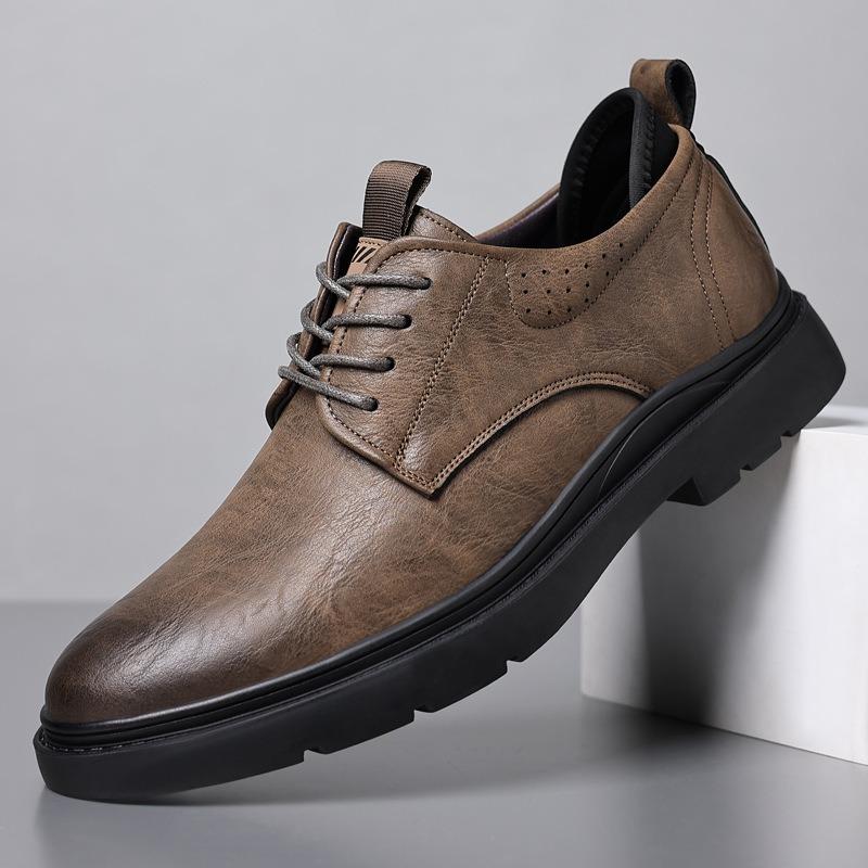 Men's Casual Leather Shoes Spring New Fashion Trend Single Shoes Retro Tooling Shoes Men