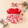 2025 Ribbed Strawberry Bear Romper - Triangle Sleeves & Faux Straps