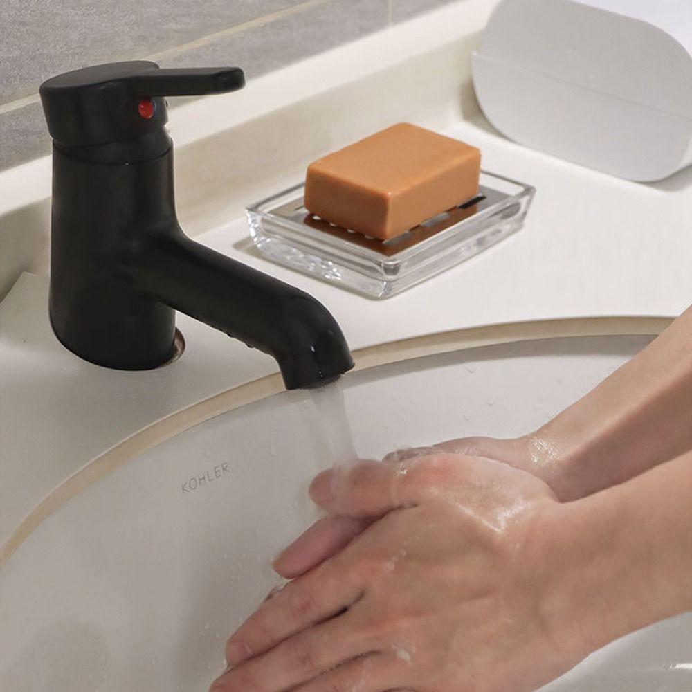 Avrinningsställ Transparent Tvålbox Rostfritt Stål Tvålhållare Exklusiv Glaskopp för Tvål Kök