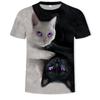 Summer Trendy Animal Cat Round Neck Short Sleeved 3D Digital Printed Men's Short Sleeved T-shirt