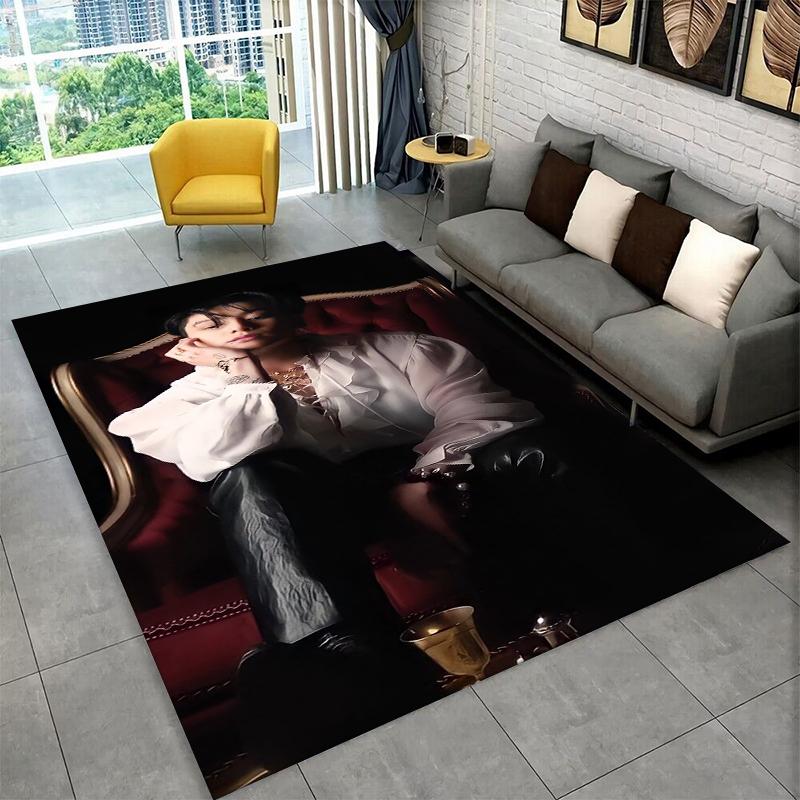Kpop B-BTS Jeon Jung Kook JK Carpet Rug for Playroom Bedroom Living Room Sofa Home Decor,kid Area Rug Non-slip Floor Mat Gift