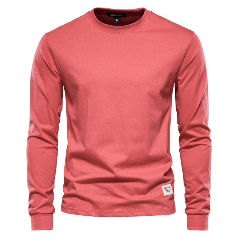 Autumn Long Sleeved Men's Solid Color Top High Street Men's Interior with Pure Cotton T-shirt Pullovers & Long Sleeves (men’s)