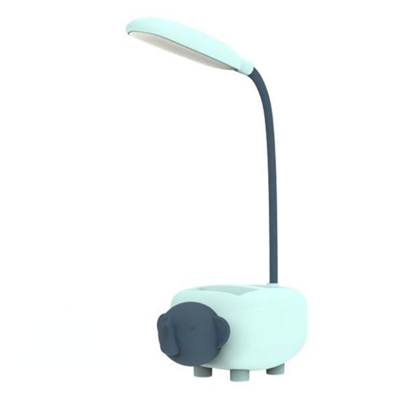 Studie Kleine Schreibtischlampe USB Wiederaufladbare Nachttischlampe Wohnheim Lese-Nachtlicht mit Stifthalter Cartoon Schreibtischlampe