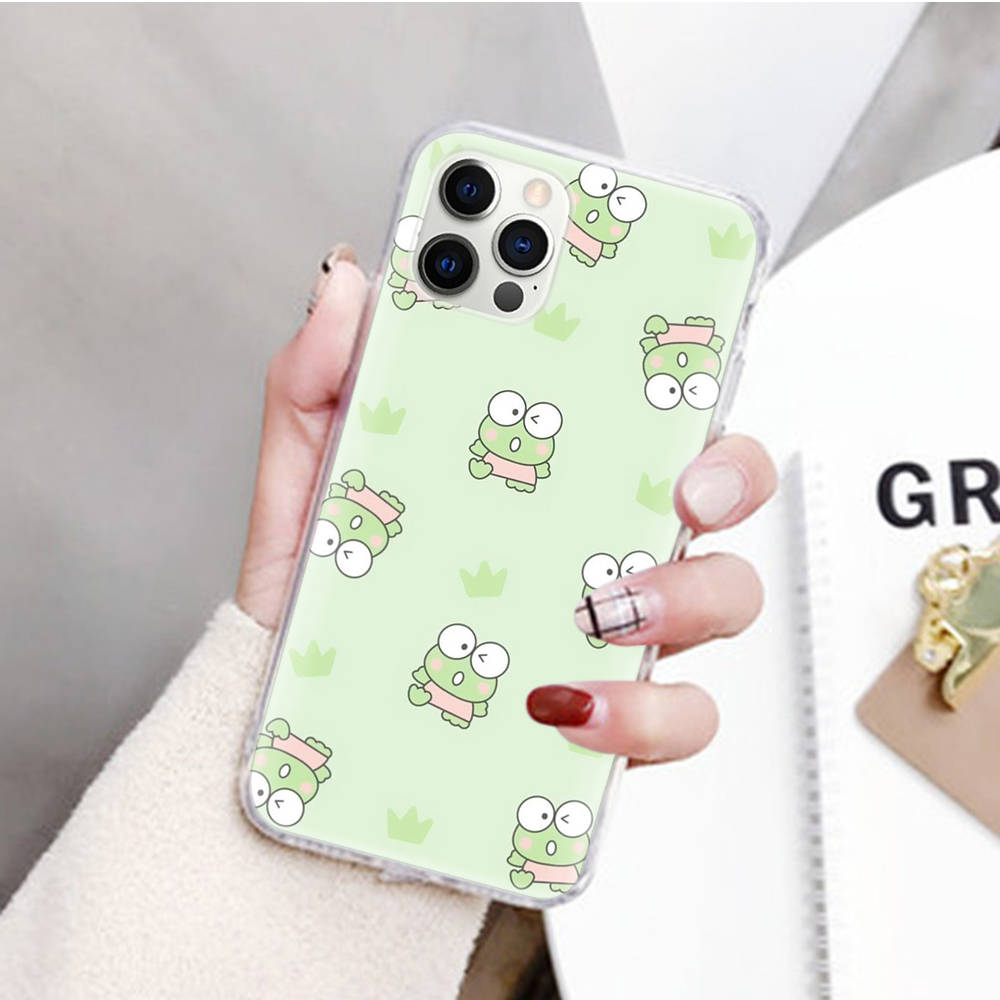 JZ2 Kerokero Keroppi Transparent Case for Samsung A04 A14 A23 M33 M53 Realme 10 9 C35 C55 VIVO Y02 X80 Infinix Hot 30 Note 11 Tecno Spark 8P Pro