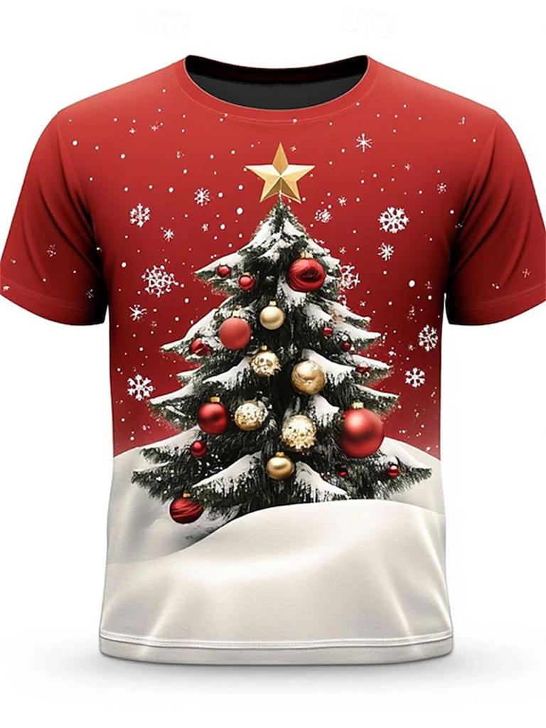 Christmas Men's T Shirt 3d Print Fake Suit Costume Casual Tee Fashion Crew Neck Short Sleeve Party Cosplay T-shirts Male Clothes