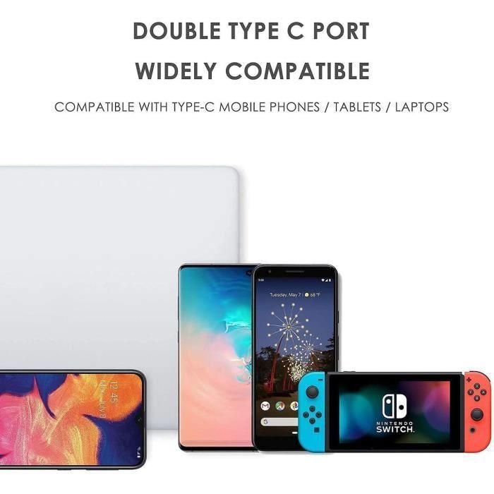 Câble USB-C 1M BOOLING pour Xiaomi Redmi 14C 13C Redmi Note 13 4G-5G Note 13 Pro Plus 5G - Blanc