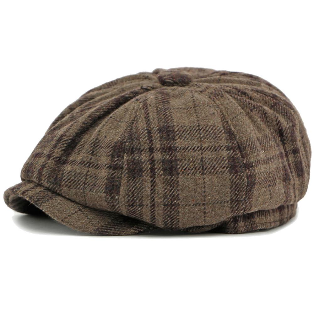 HT5050 Berets Autumn Winter Caps for Men Women Artist Painter Plaid Wool Beret Hat Male Female Ivy Flat Cap Adjustable Beret Cap
