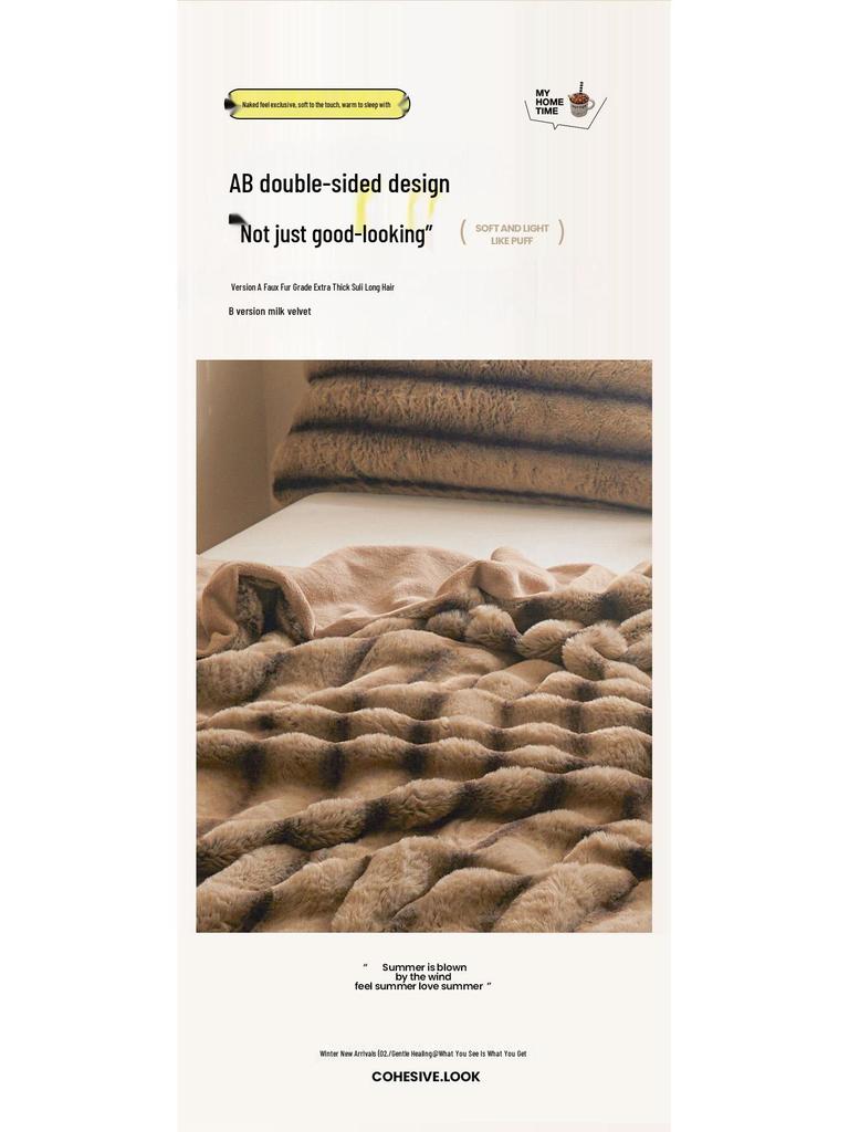 Tlustá zimní flanelová deka třídy A - Nap z králičí srsti a korálové rouno přehoz na postel