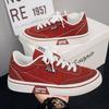 Fashion Korean Pink Mens Vulcanized Shoes Low Cut Flat Canvas Shoes Men Comfy Breathable Casual Shoes Man Skateboard Shoes