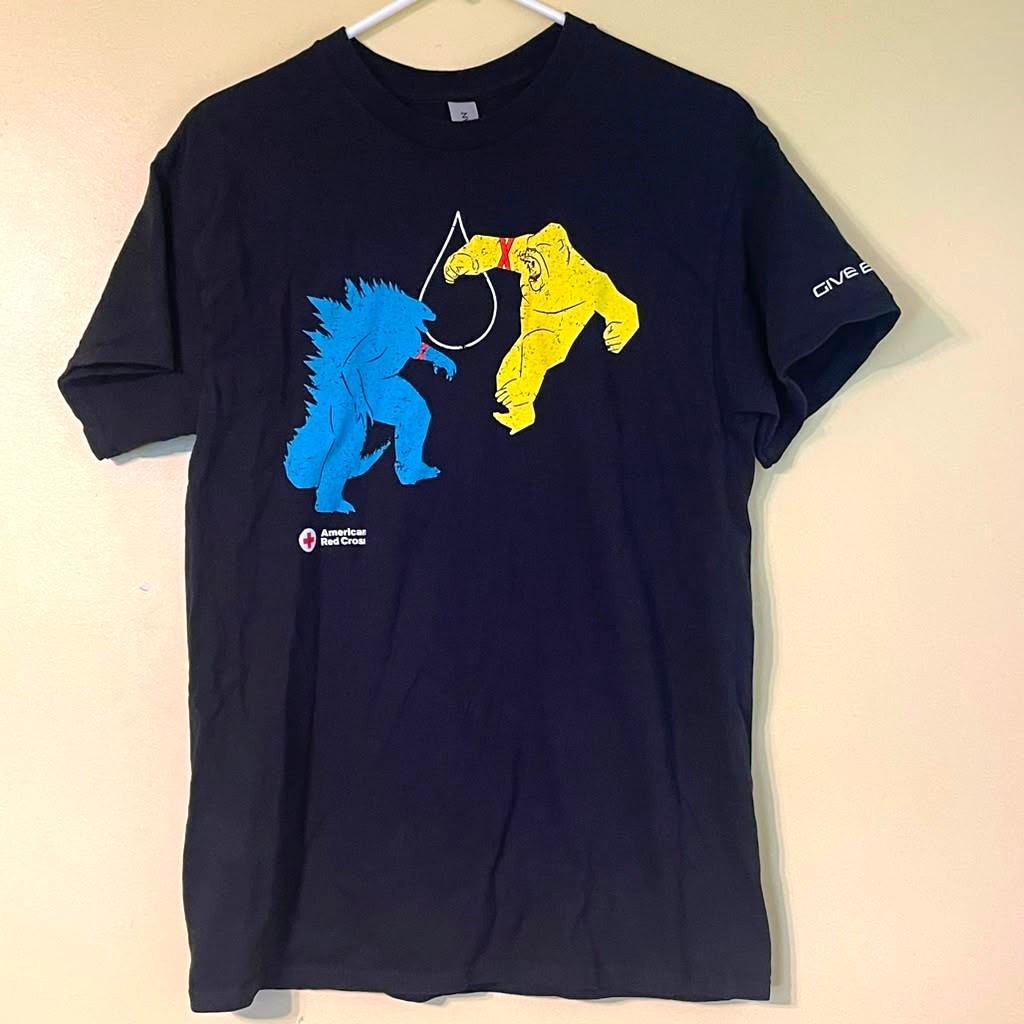Godzilla x Kong The New Empire 2024 Black American Red Cross Promo Medium Shirt Unisex T-Shirt S