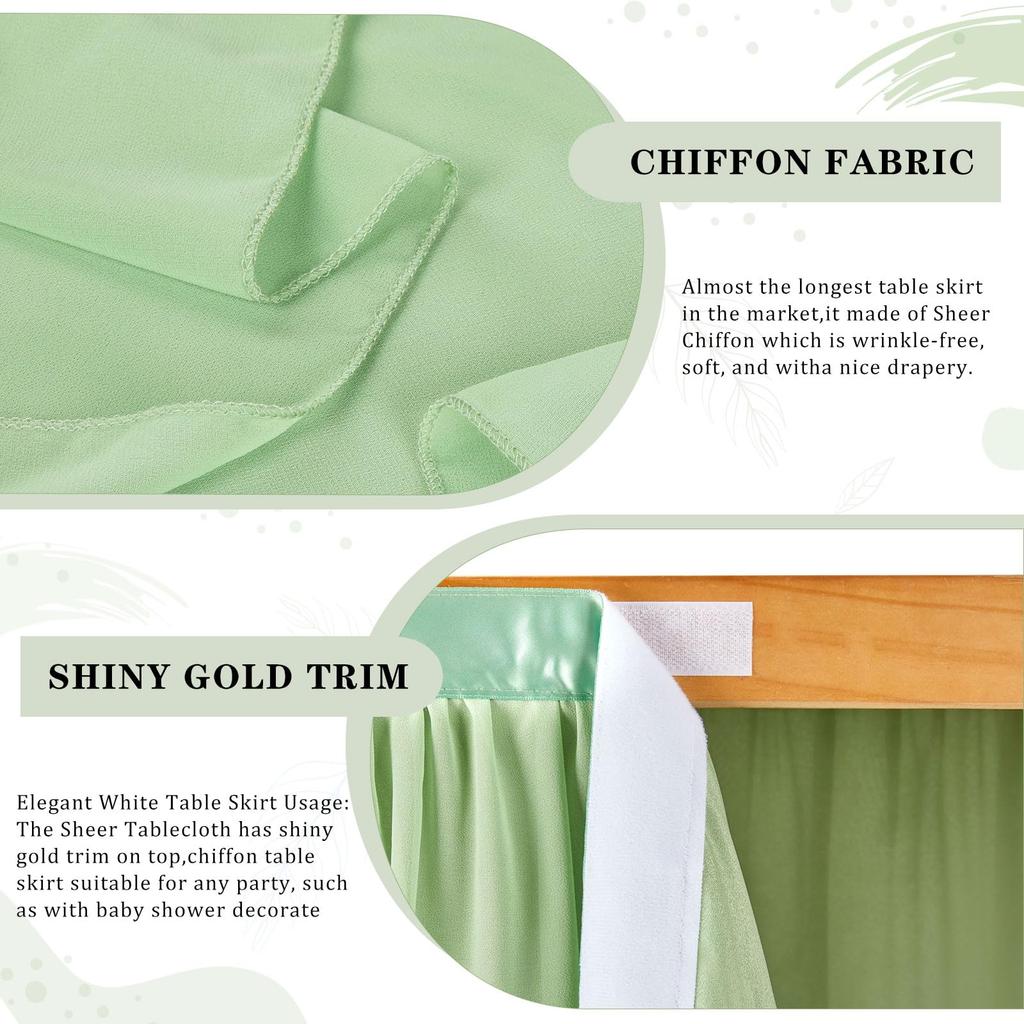 Weiße Chiffon-Tischdecke für rechteckige Tische Tischrock Rüsche für Party Hochzeit Babyparty Geburtstag Dekor