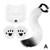 Fox Costume Set Cosplay Halloween Costume Plush Masque Fluffy Paw Gloves Halloween Party Accessories Faux Fur Fox Tail Set