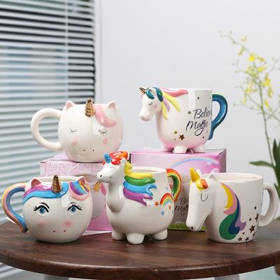 Unicorn Ceramic Cup Milk Breakfast Cup Rainbow Horse Cartoon Office Cup Home Creative Mug