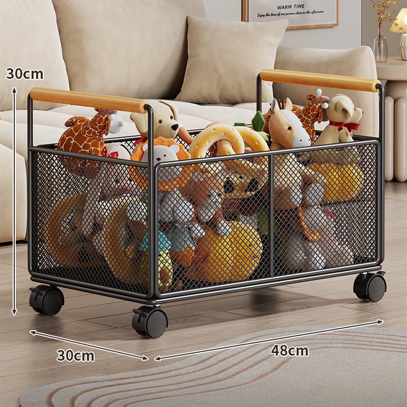Large Plush Toy Storage Basket with Handles for Children's Dolls