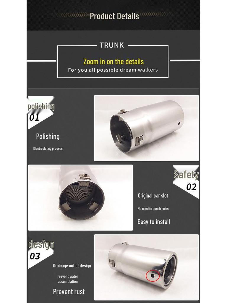 Stainless Steel Exhaust Tailpipe for Toyota Prado Models (2013-2021)